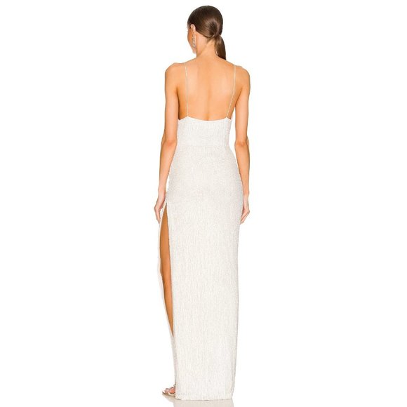 RETROFÉTE Katya Maxi Dress Gown in Moonglow White Sequin Bridal Evening sz L - Picture 3 of 11